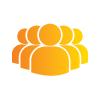 Supports & Services Orange icon depicting five people