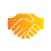 Orange handshake icon