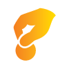 Orange icon of hand holding a coin