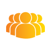Supports & Services Orange icon depicting five people