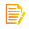 Orange icon of paper and pen